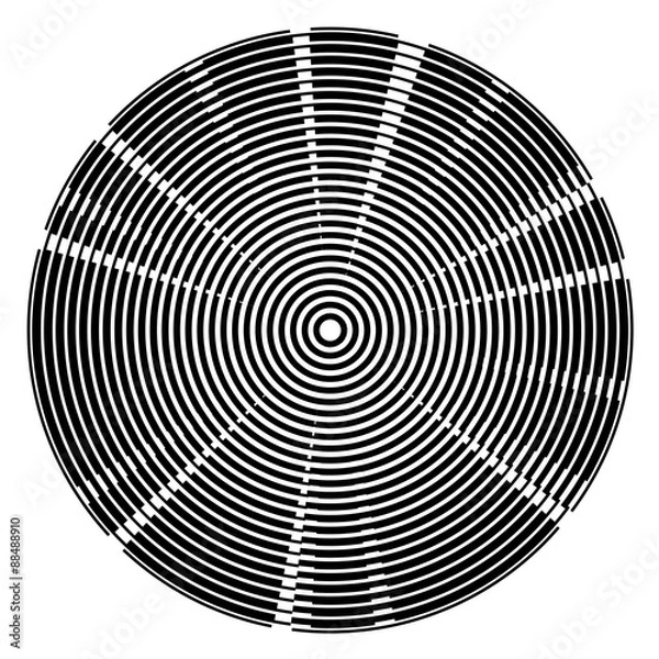 Fototapeta Radial black centered circles tech background