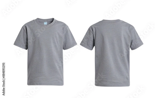 Obraz Grey kids t-shirt front and back mock-up isolated on white background with clipping path.