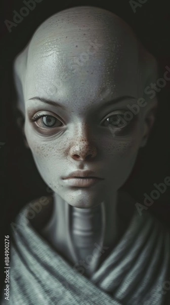 Fototapeta A close up of a person with a shaved head