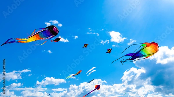 Obraz Various kites flying on the sky