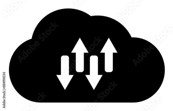 Fototapeta Cloud icon for cloud computing concept with arrow up and down. SVG file.