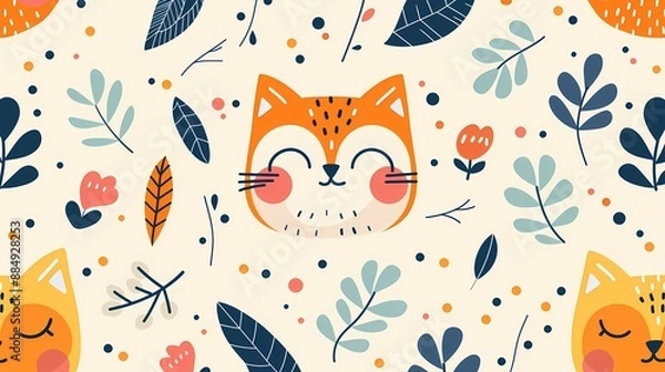 Obraz Creative combination of colorful abstract patterns and cartoon elements