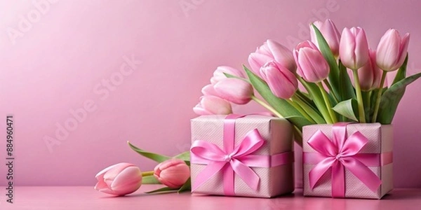 Obraz pink tulips in a vase