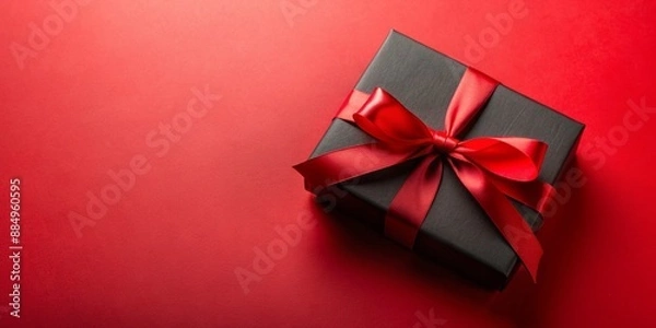 Obraz A Simple background with a gift box and ribbon