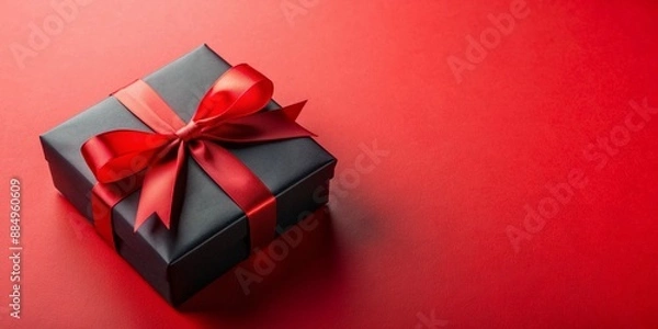 Obraz A Simple background with a gift box and ribbon