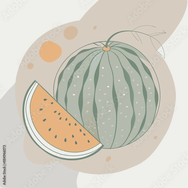Fototapeta pumpkin in the style of line art with colored spots. vector illustration