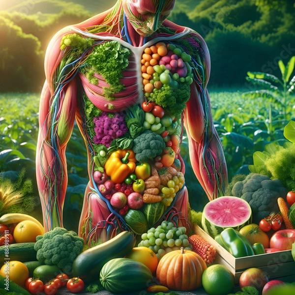 Obraz The human body with all fruit