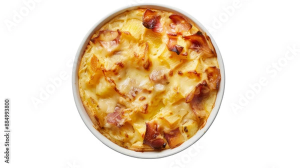 Fototapeta Tartiflette in a bowl, top down view