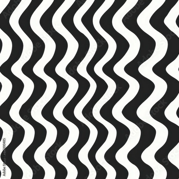 Fototapeta seamless pattern, Abstract black and white wavy pattern background. Modern design with curved lines creating an optical illusion effect.