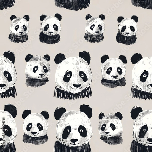Fototapeta vector art pattern cute of panda head