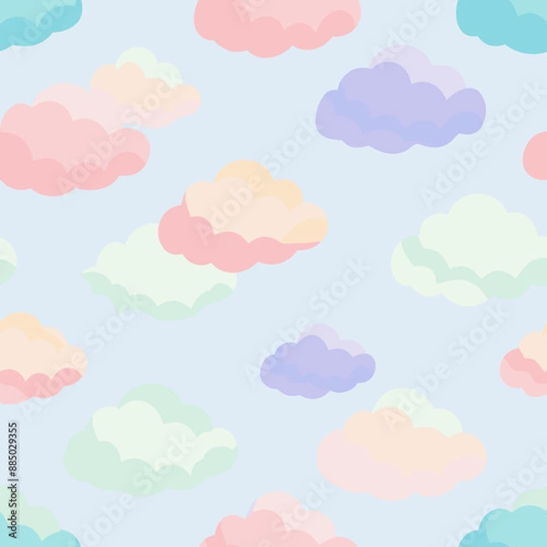 Fototapeta A design featuring colorful clouds against a blue background