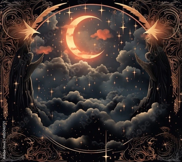 Fototapeta Illustrations of tarot cards, the theme of isoterics and fortune telling Generative AI	