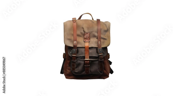 Fototapeta Backpack, rucksack, retro-styled, top down view
