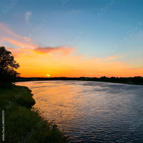 Obraz sunset over the river