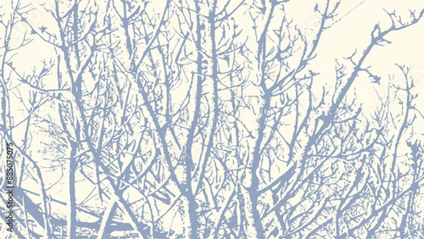 Fototapeta Tree branches with snow in winter texture, vector abstract natural grunge background.