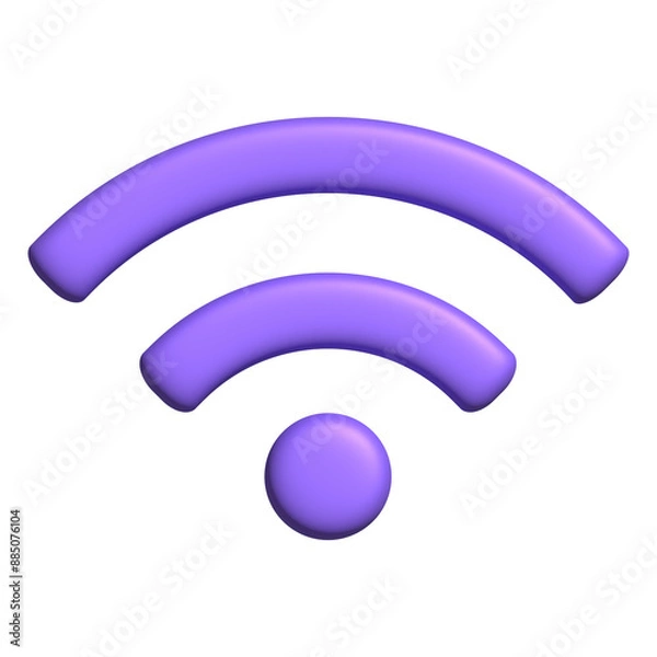 Fototapeta Realistic 3d icon wifi sign purple color design for element
