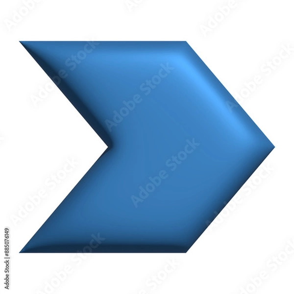 Fototapeta Blue arrow pointing right direction symbol realistic 3d icon design for element