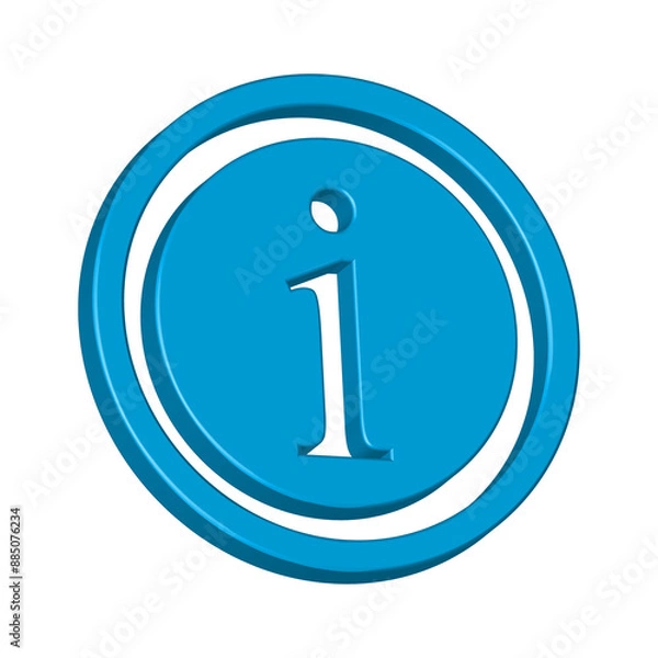 Fototapeta 3d info icon realistic of blue button Information symbol for communication business