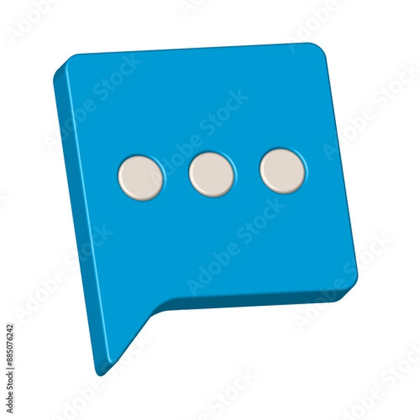 Fototapeta 3d speech icon realistic of blue chat symbol