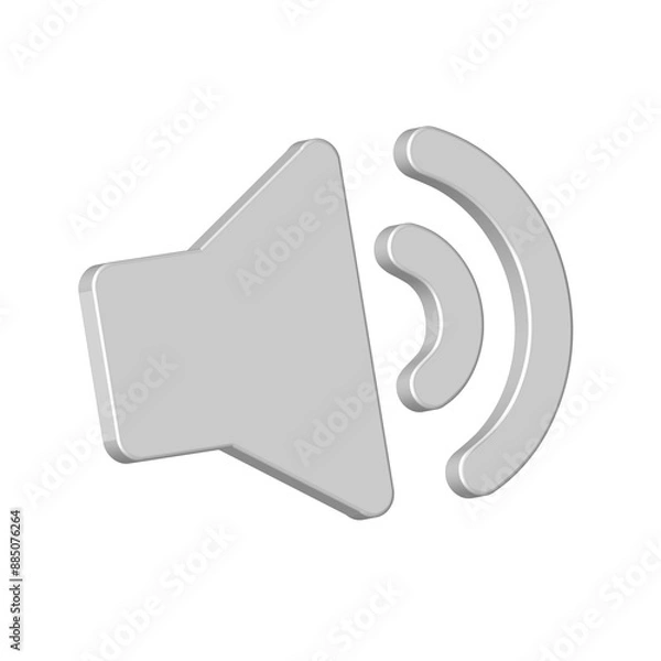 Fototapeta White 3d icon speaker volume audio symbol for element