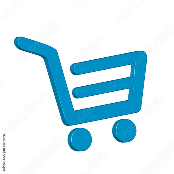 Fototapeta 3d realistic icon blue shopping cart design for element