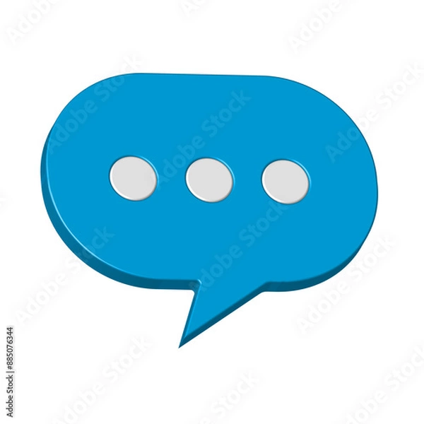 Fototapeta 3d speech icon realistic of blue chat symbol