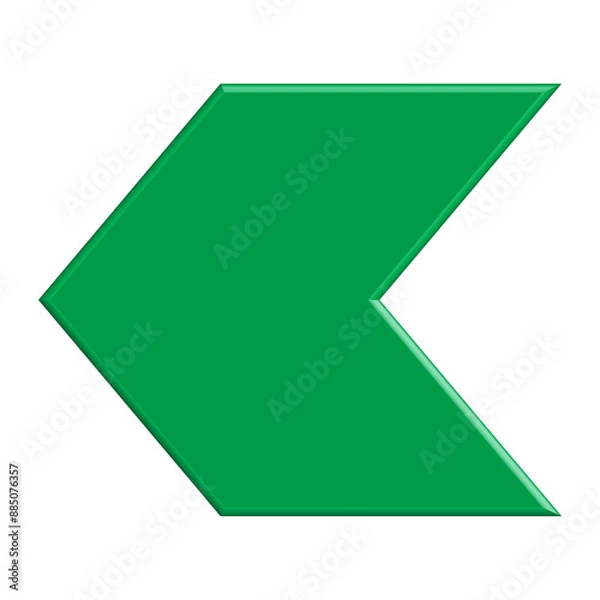 Fototapeta Green arrow pointing left direction symbol realistic 3d icon design for element