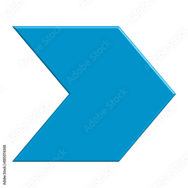 Fototapeta Blue arrow pointing right direction symbol realistic 3d icon design for element