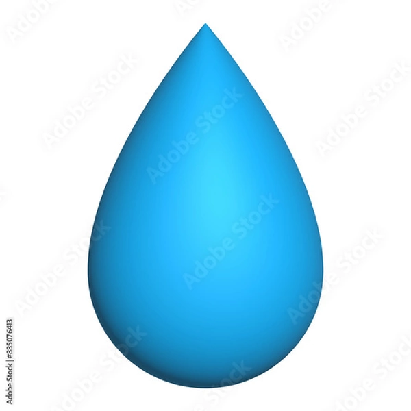 Fototapeta Blue water drop 3d icon nature freshness symbol for element
