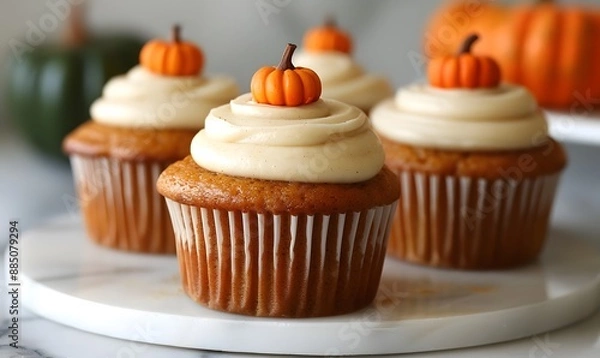 Fototapeta pumpkin cupcake, Generative AI