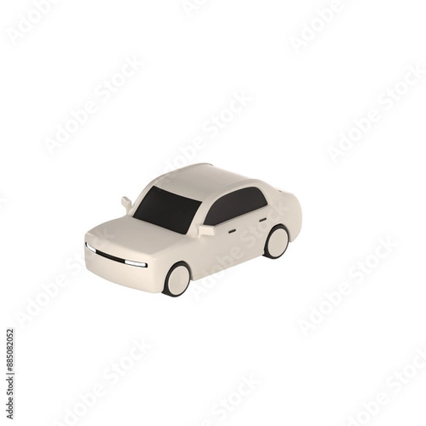 Fototapeta lowpoly 3d white car icon object