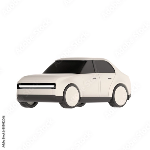 Fototapeta lowpoly 3d white car icon object