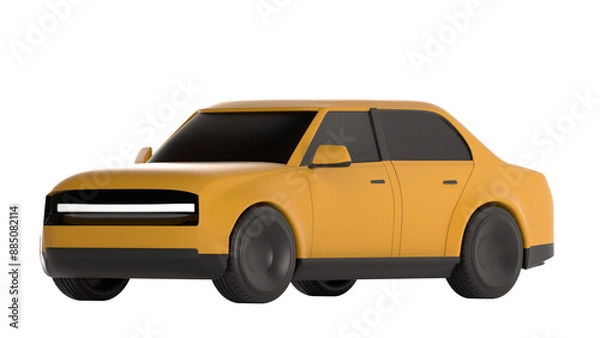 Fototapeta 3d lowpoly orange car object