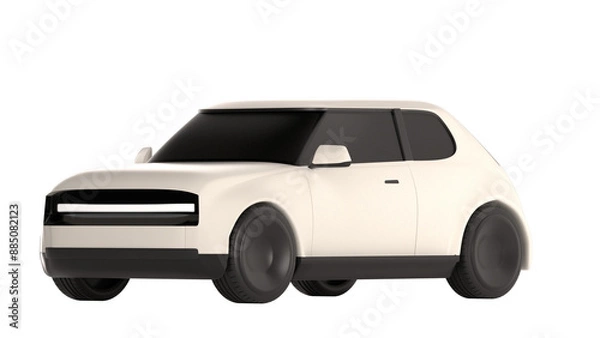 Fototapeta lowpoly 3d white car icon object