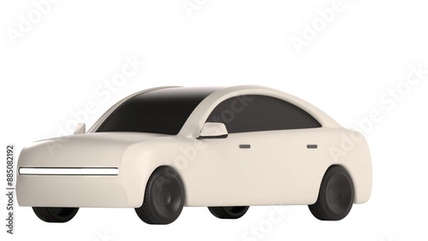 Fototapeta lowpoly 3d white car icon object