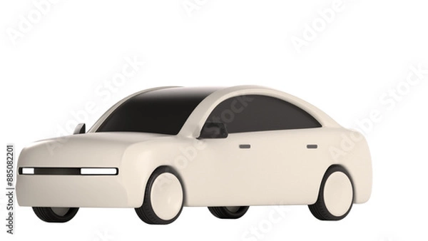 Fototapeta lowpoly 3d white car icon object
