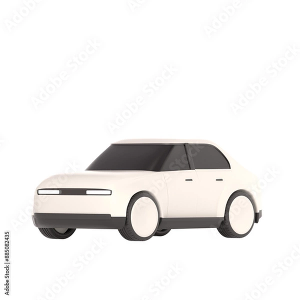 Fototapeta lowpoly 3d white car icon object