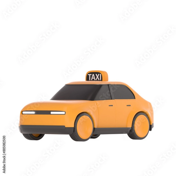 Fototapeta 3d lowpoly orange taxi icon object