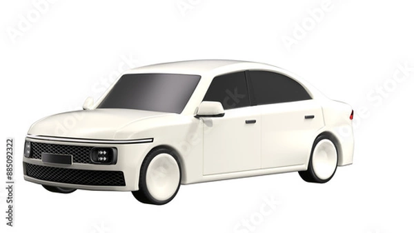 Fototapeta 3D lowpoly white car