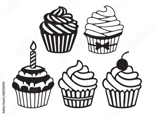 Obraz Hand drawn cupcake silhouette