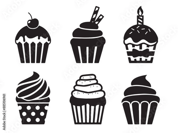 Obraz Hand drawn cupcake silhouette