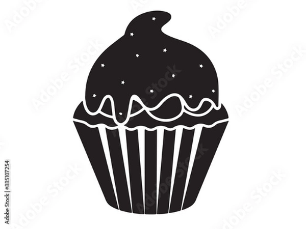 Obraz Hand drawn cupcake silhouette