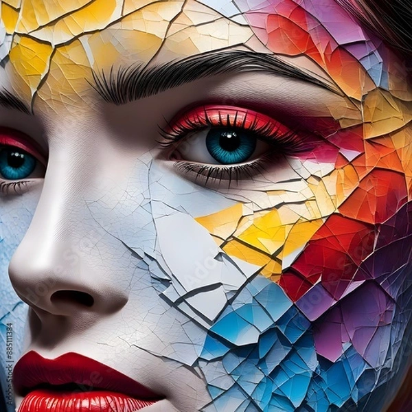 Obraz face with colorful painting