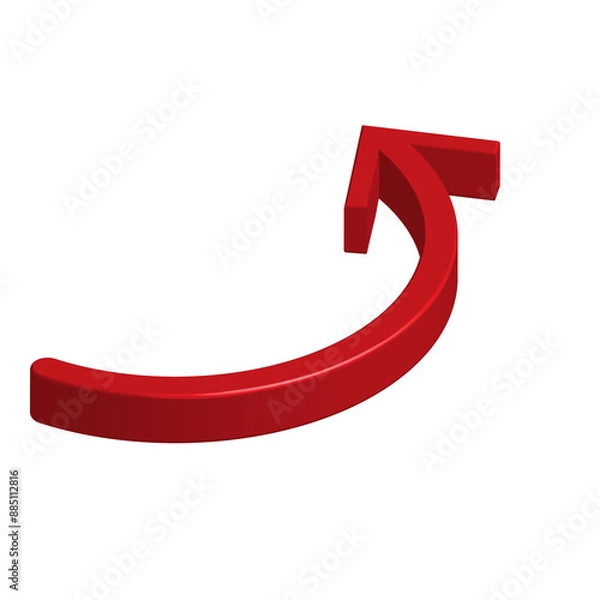 Fototapeta Realistic 3d icon red arrow direction symbol design for element