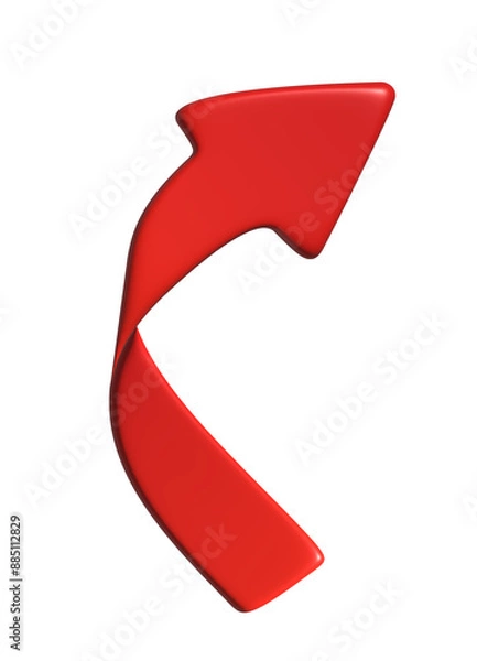 Fototapeta Realistic 3d icon red arrow direction symbol design for element