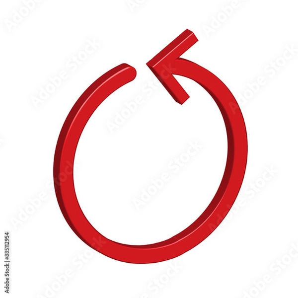 Fototapeta Realistic 3d icon red arrow direction symbol design for element