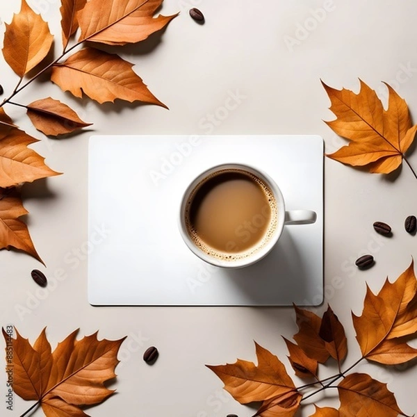 Obraz A cup of coffee with leaves