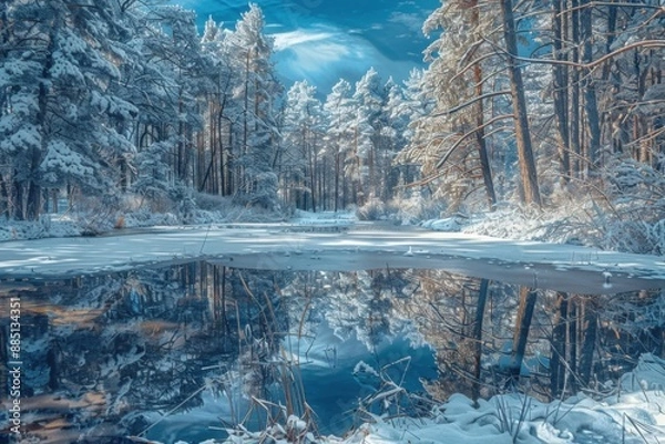 Obraz Snowy forest at the winter