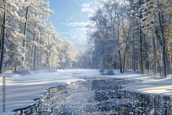 Obraz Snowy forest at the winter