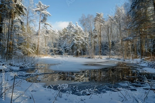 Obraz Snowy forest at the winter